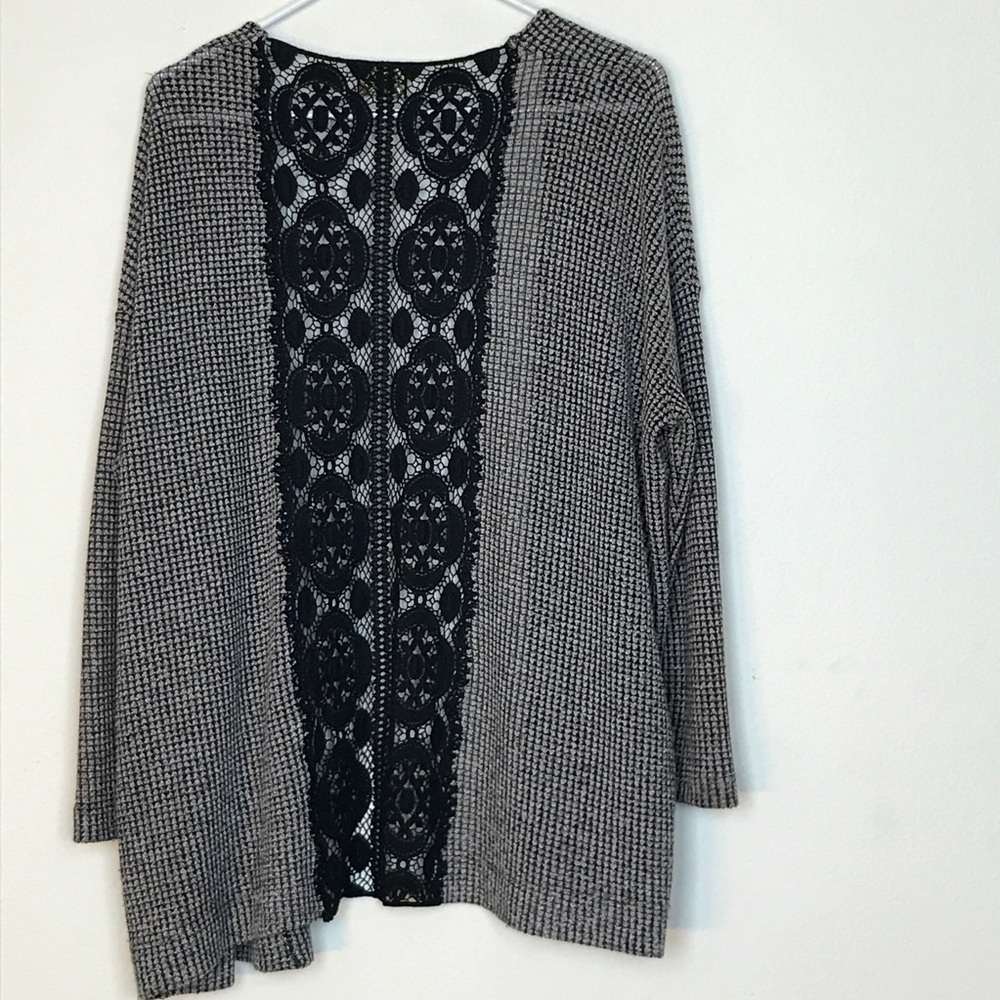 Audrey- Gray and Black Long Sleeve Cardigan Small